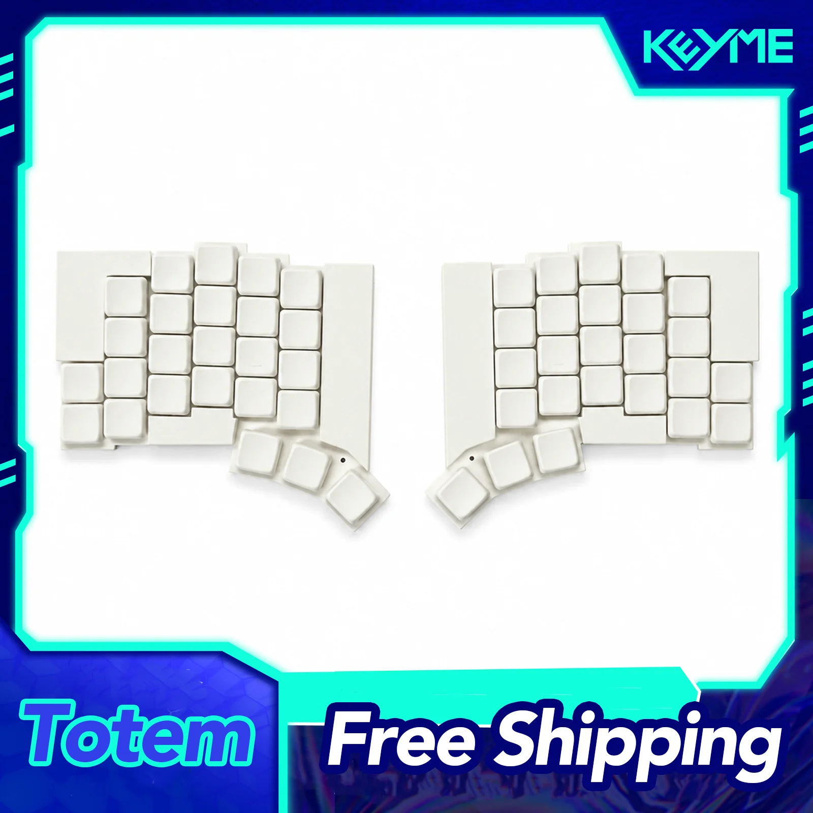 Totem Inspired 50-Key Wireless Split Keyboard Kit nRF52840 Pro Micro Supports Kailh Choc v1 / v2 Low-Profile Switches PLA Gifts