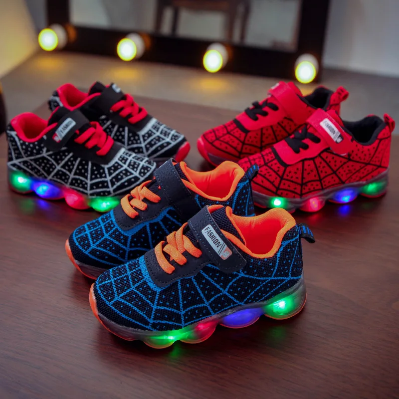 Size 21-35 Baby LED Shoes with Lights Boys Luminous Baby Girls Shoes Glowing Sneakers for Children Mesh Toddler Shoes for Kids