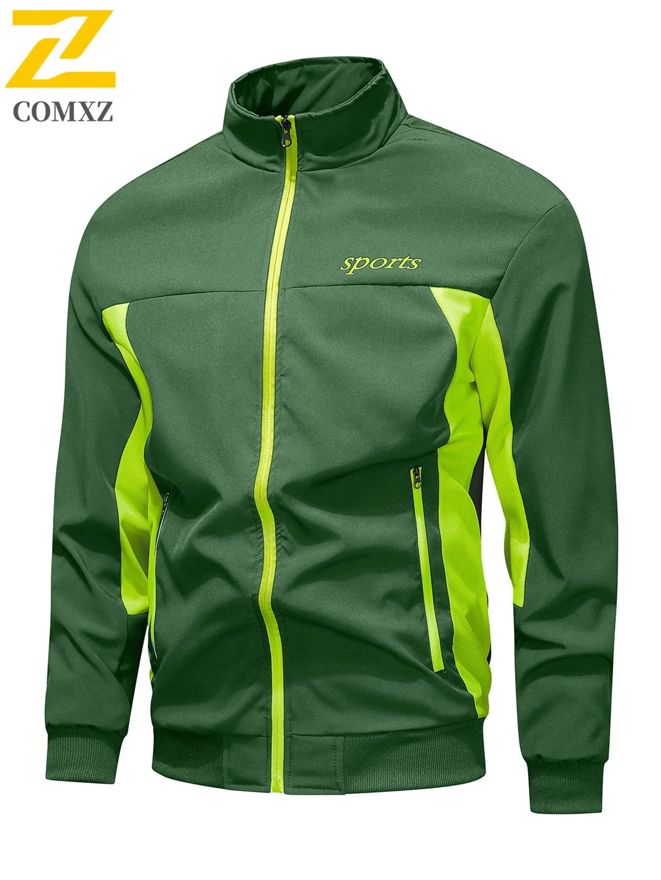 New Running Sports Jacket Men's Casual Contrast Breathable Jackets Autumn Camping Mountain Climbing Sportswear stand collar Coat