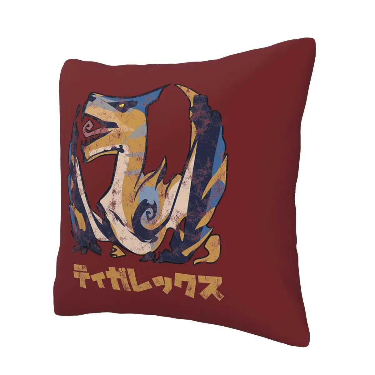 Monster Hunter Rise Tigrex Kanji Icon Polyester Cushion Cover Decorative Throw Pillow Case Cover for Seat Double-sided Printing