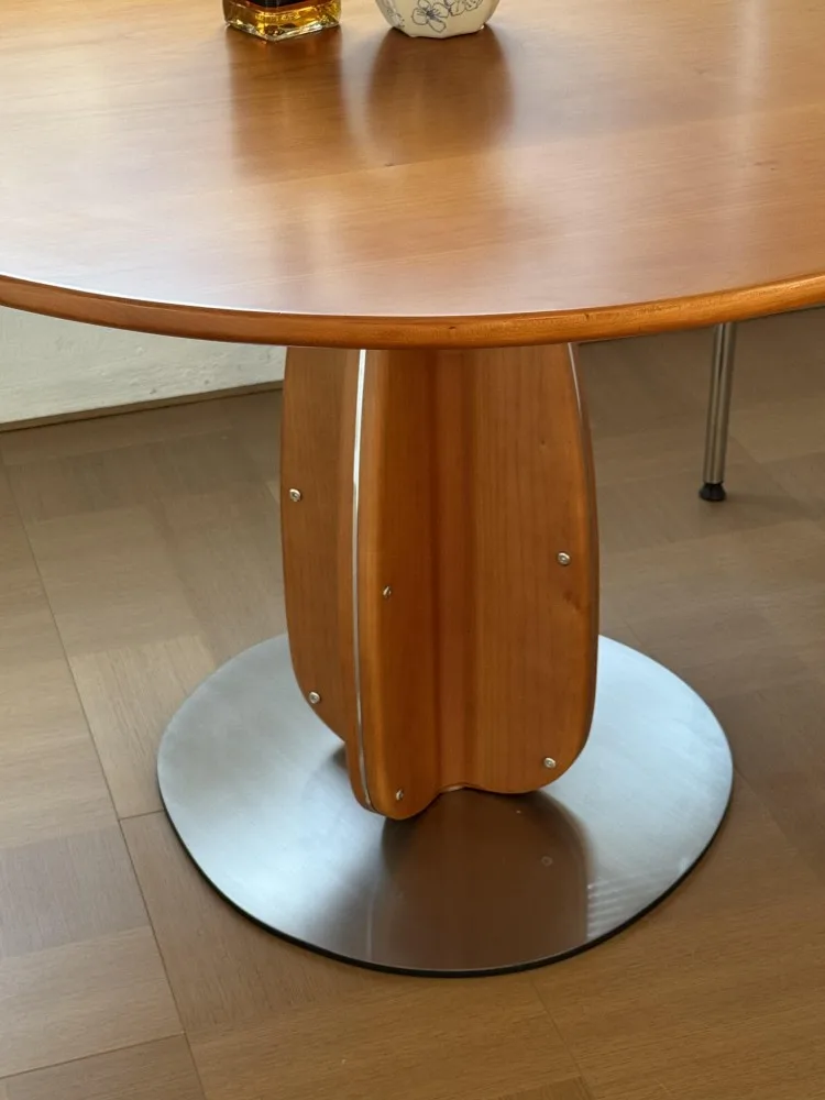 Medieval solid wood dining table and chair combination, high-end round dining table, modern simple walnut living room