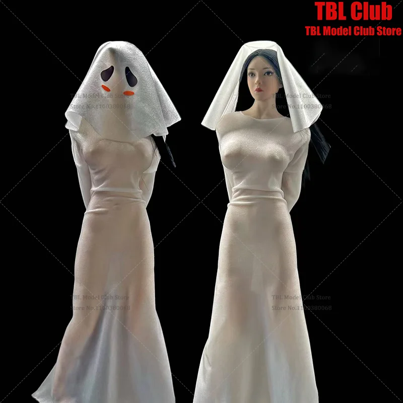 

In Stock CJG-067 1/6 Scale Female Clothes Halloween Cosplay White Ghost Sets For 12-inch Action Figure Soldier Scene Props