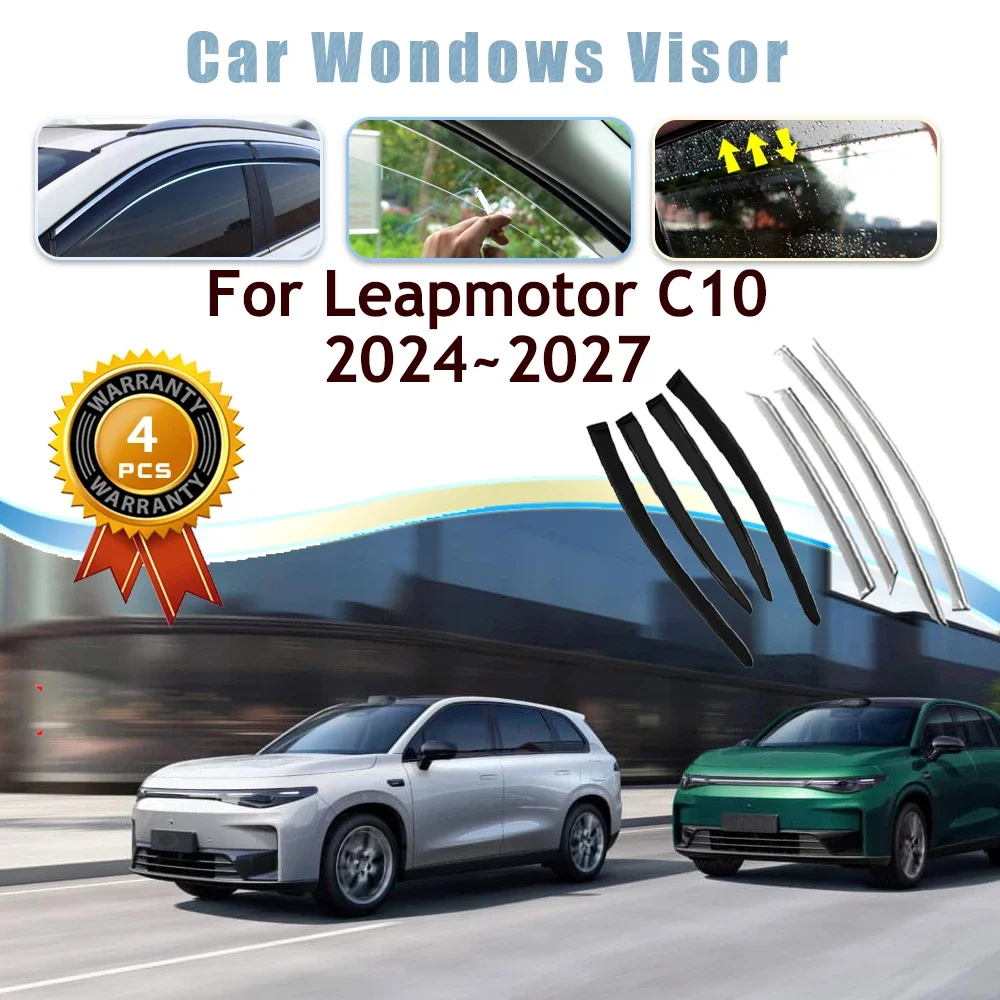 Car Window Visors For Leapmotor C10 2024 2025 2026 2027 Waterproof Rain Guard Deflector Awning Trim Cover Shade Auto Accessories