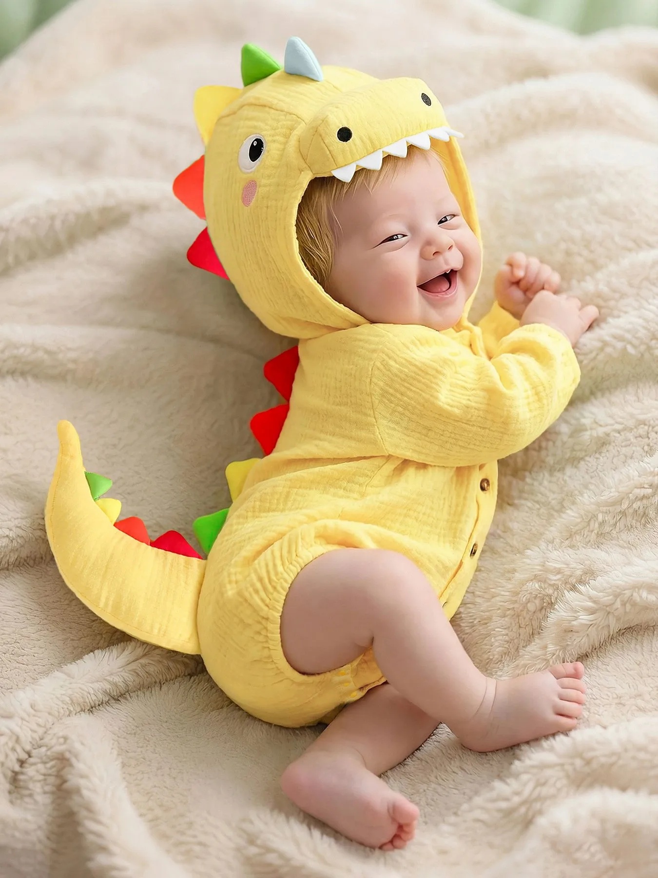 Mono de manga larga con diseño de dinosaurio para bebé, ideal para primavera, verano, Halloween y paseos.