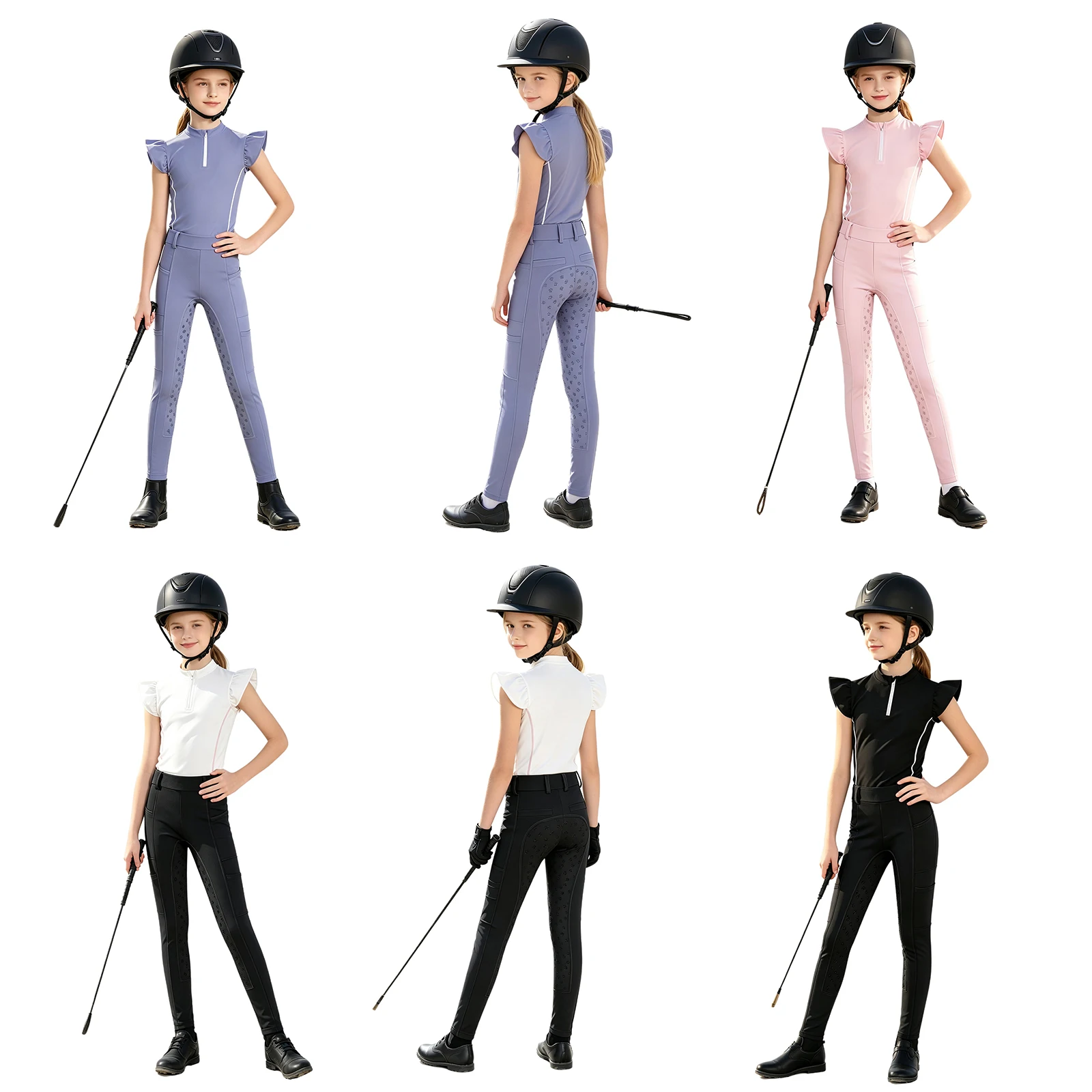 roupa-de-equitacao-para-meninas-com-ziper-e-gola-alta-calcas-leggings-antiderrapantes-para-treinamento-e-performance