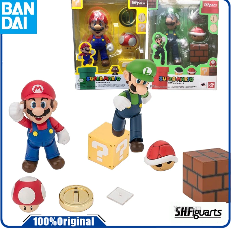 Bandai Genuine /Original  SHF SUPER MARIO SERIES MARIO   Action Figure Toys For Boys /Girls /Kids /Christmas Gift Collectible Mo