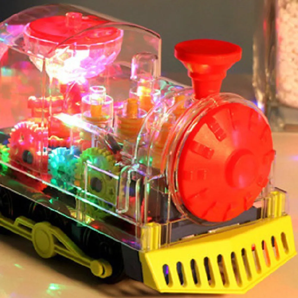 

Электрический поезд-симулятор с поворотными колесами, мигающими огнями, музыкальными звуками, развивающий поезд для раннего обучения детей, креативный