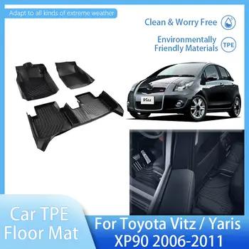 Koberce do auta LHD pro Toyota Yaris Vitz XP90 2006-2011 2007, vodotěsné ochranné koberce z TPE, příslušenství k chráničům nohou 6 nejlepší prodej Koberce pro Toyota Vitz - №2