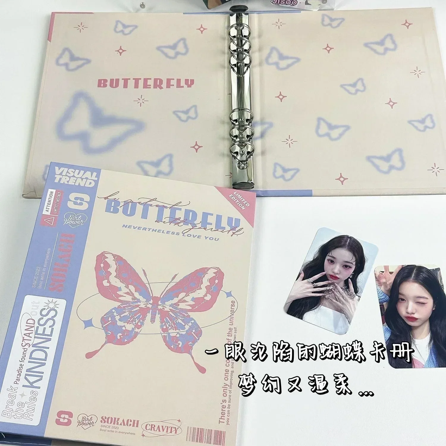 IFFVGX Butterfly A5 Photocard Binder Holder Kpop Idol Photo Album Photocards Collect Book Album for Photographs Cute Stationery