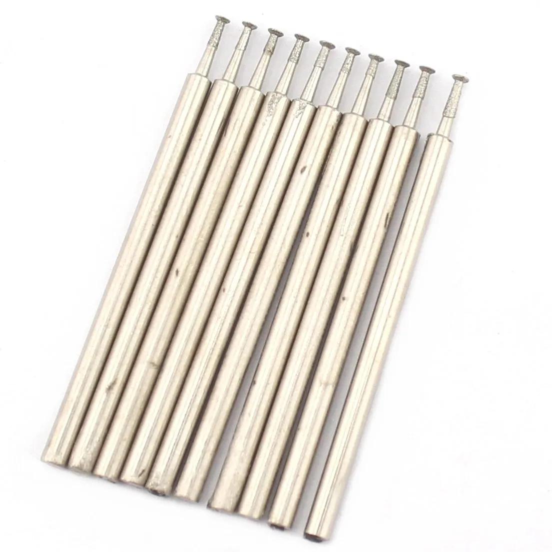 10Pcs 2.35mm Shank Diamond Grinding Burr Bits Set Nail Head Shape 1-8mm for Jewelry Glass Stone Metal Carving Lapidary Tool