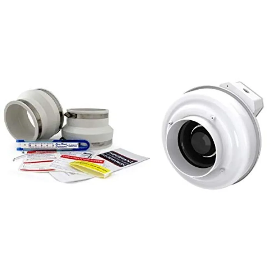 

Fantech Rn2 Radon Fan + Install Kit White 3x4 for effective radon gas removal in basements and crawl spaces easy DIY installati