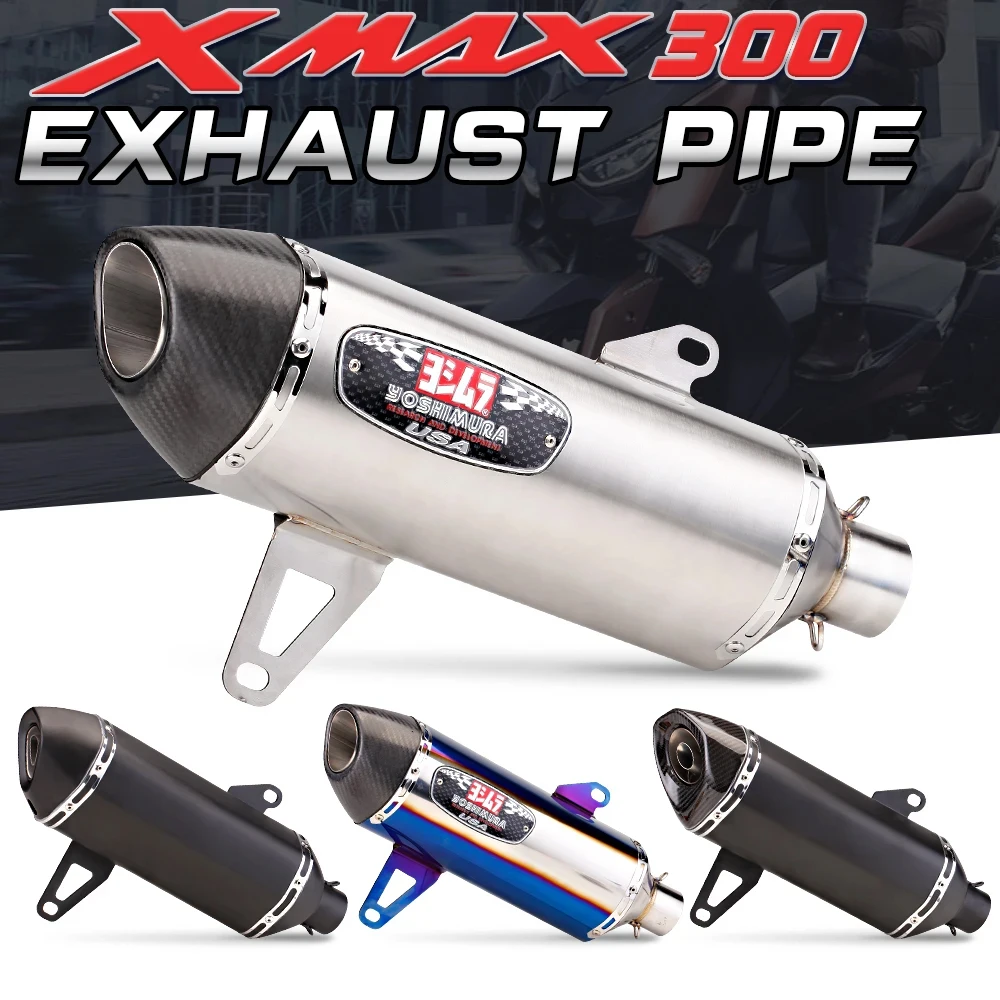 For XMAX300 250 XMAX 300 X MAX250 Motorcycle Exhaust Escape Moto Muffler Slip on Motorcross Front Pipe Stainless Steel Tube