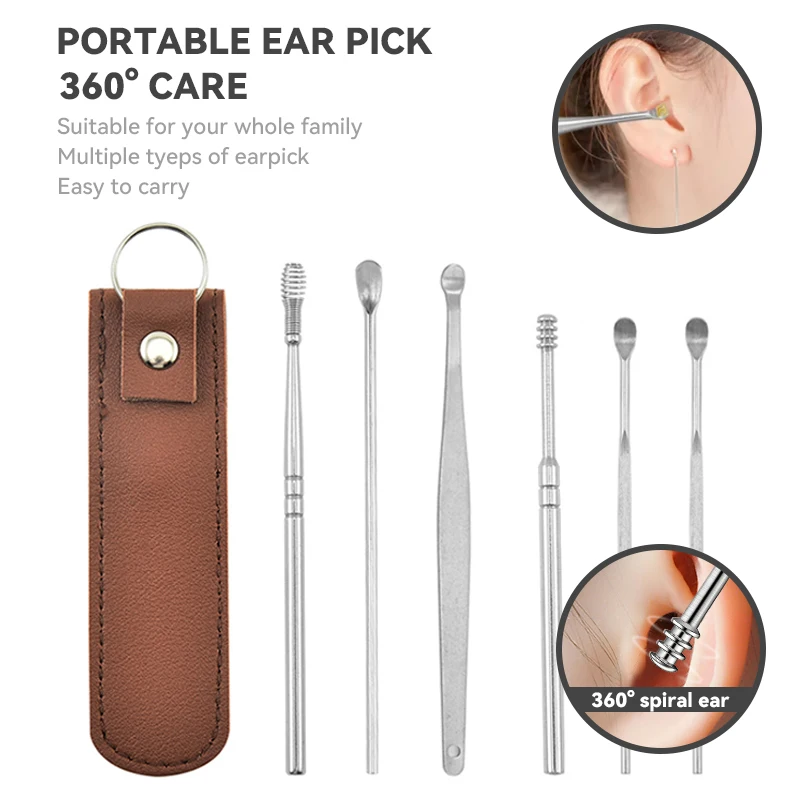 

5-9Pcs/Set Ear Wax Remover Ear Cleaning Kit Ear Pick Earpick Ear Cleaner Spoon Care Ear Clean Tool for Baby Adults Ear Care Set