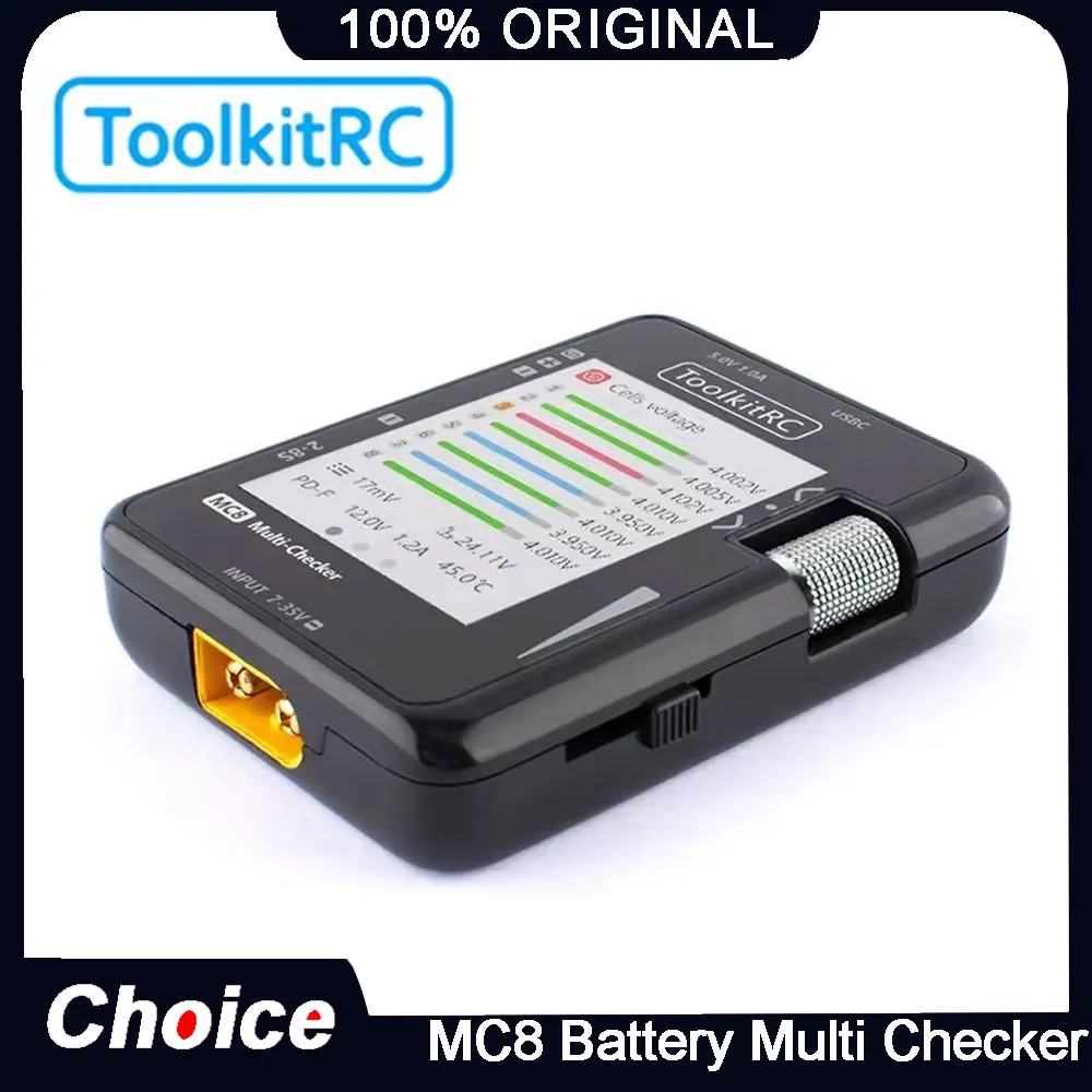 ToolkitRC MC8 Batterie-Prüf- und Ausgleichsgerät mit Empfängersignal-Tester und Schnellladefunktion für RC LiPo FPV Quadcopter