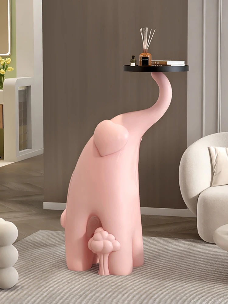 Home Decor Luminous Elephant Statue Floor Decor Living Room Animal Sculpture Coffee Tables Creative Tea Table Housewarming Gifts