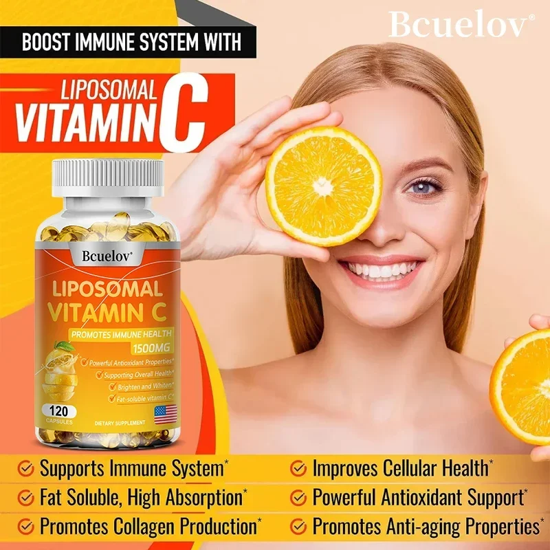 Liposomale Vitamine C Capsules Krachtige Antioxidant Bevordert De Productie Van Collageen Ondersteunt De Gezondheid Van De Huid 1500Mg