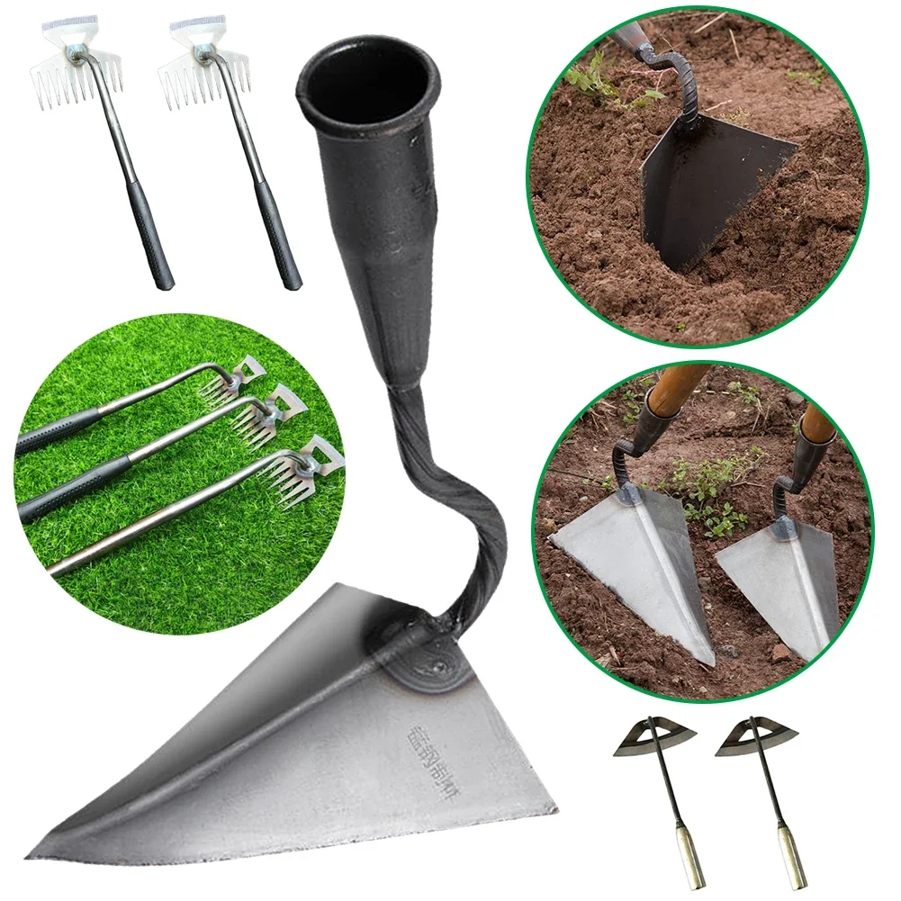 Farm Tools Hoes Triangle Small Tip Hoe Agricultural Land Turning Loose Soil Hoe Hand Plow Garden Tools Manual Plough Rake Hoe