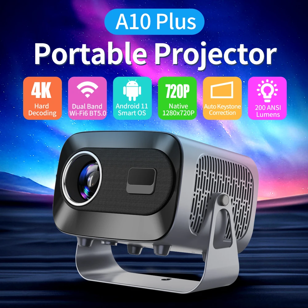 Proyektor Full HD A10 PLUS Pro 1080P 2K 4K Video Proyektor Portabel WiFi 6 Android Home Theater Proyektor Pintar Proyektor LED