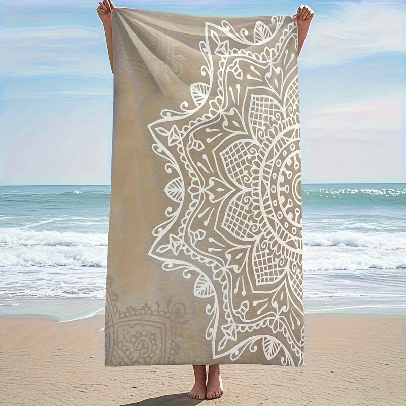 1 Stück Marokkanisches Mandala-Strandtuch, Beige Schnelltrocknend, Ideal für Strand, Pool, Yoga, Reisen, Perfektes Geschenk zum Geburtstag