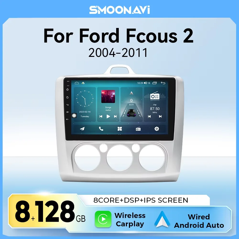 8GB 128GB Wireless Carplay AI Voice Control Car Radio For Ford Focus 2 3 Mk2 Mk3 2004-2011 Android Auto RDS 4G Multimedia GPS