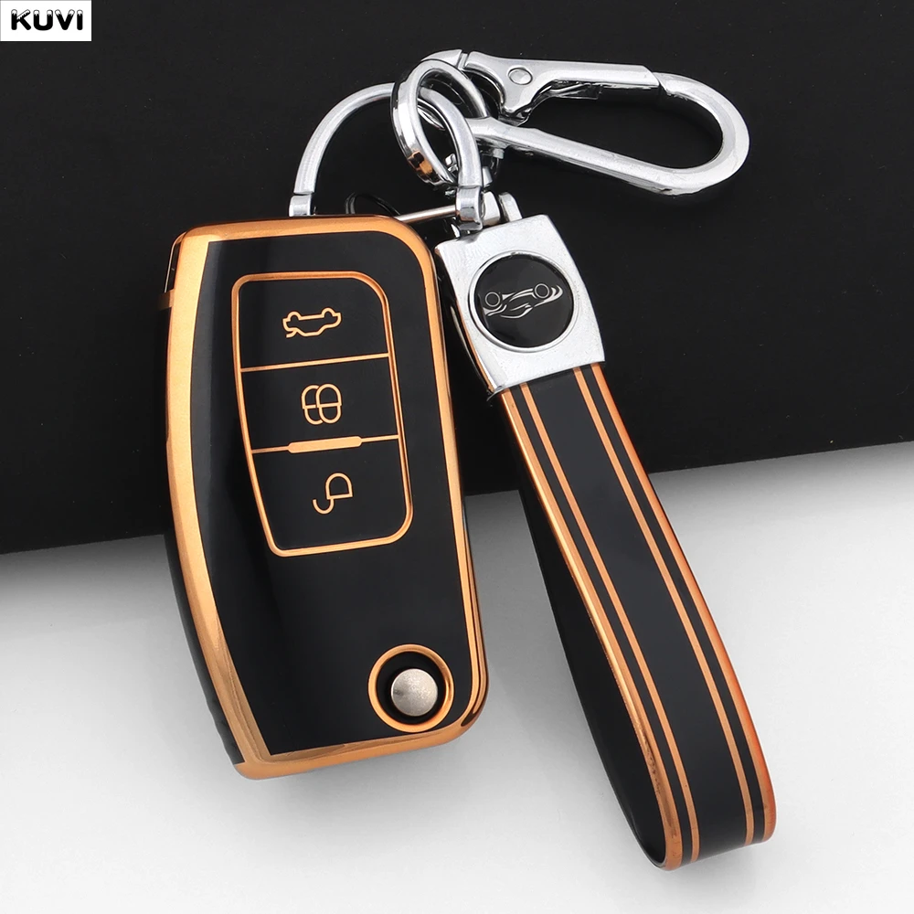 Shell para ford focus 2 mk2 fiesta mondeo galaxy falcon território ecosport kuga escape tpu chave do carro flip caso capa fob chaveiro