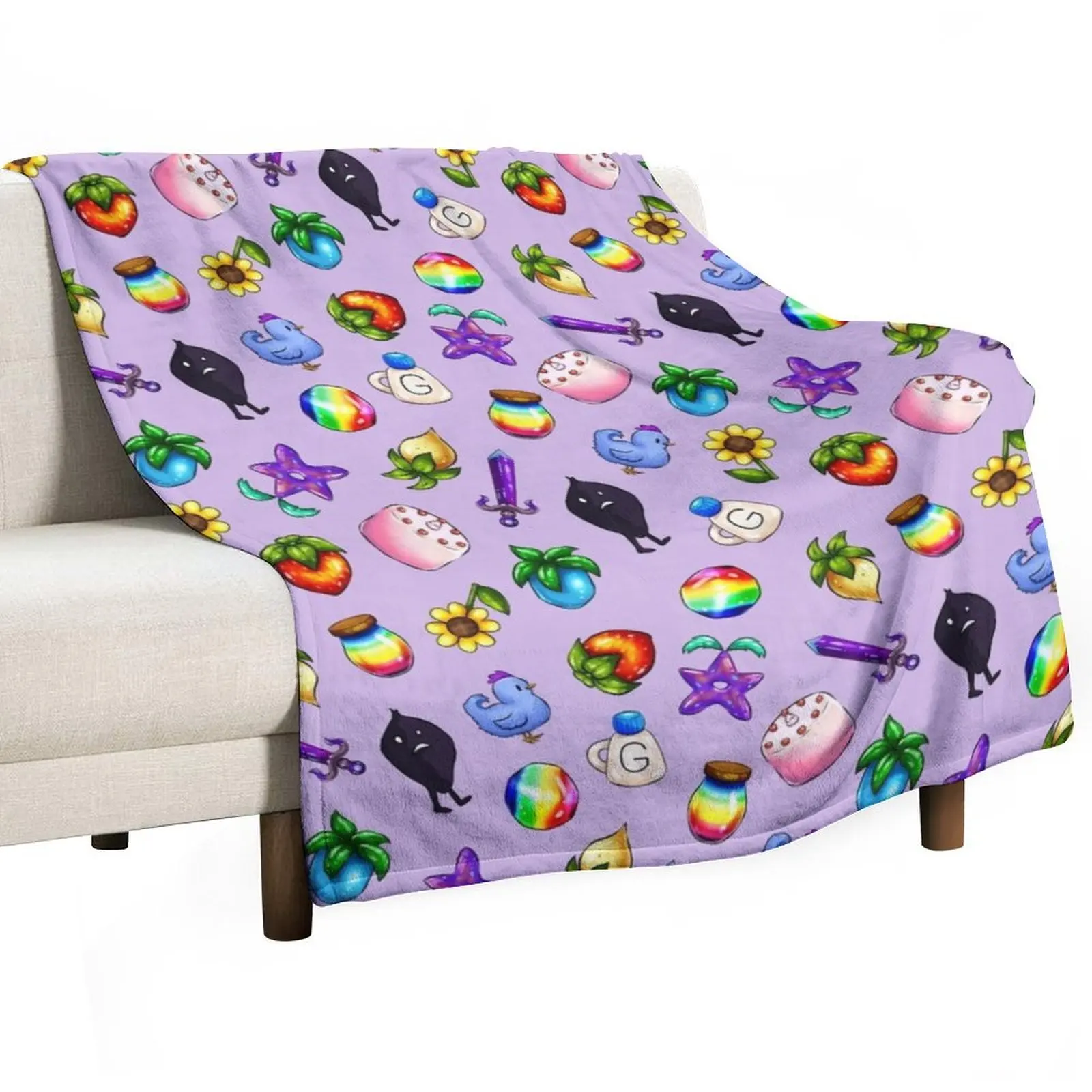 

Handdrawn Stardew Valley icons Throw Blanket Plaid on the sofa Luxury Brand warm winter Cute Blankets