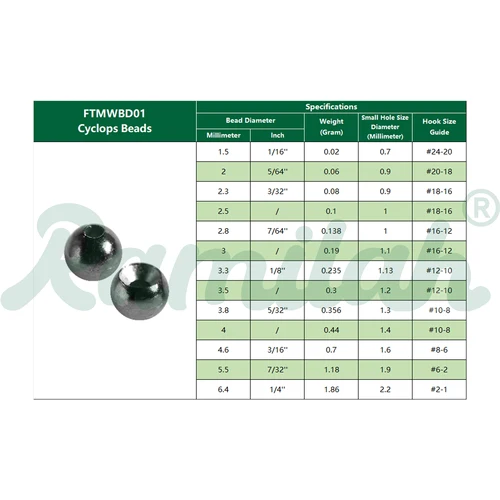 Imagen 2 del producto Paquete de 25 cuentas de tungsteno Cyclops de 27 colores de 1,5-3,5 mm para atar moscas