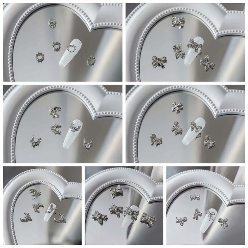 네일 아트 다이아몬드 활 네일 장식, 크리스탈 클리어 네일 아트 드릴, 매니큐어 장식품, 나비 네일 액세서리, 세트당 5 개