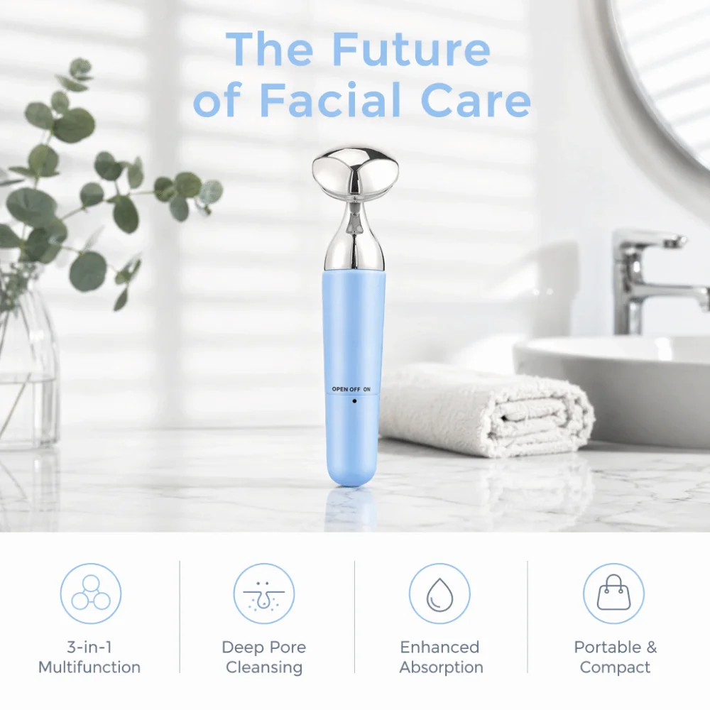 ABS Electric Facial Cleanser Electric Vibration Mode USB Rechargeable Face Beauty Device Multi-function Design
