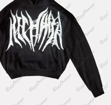 Punk style black hoodie chest large pattern print white imitation palm print sweatshirt hoodie 2022 new American style top