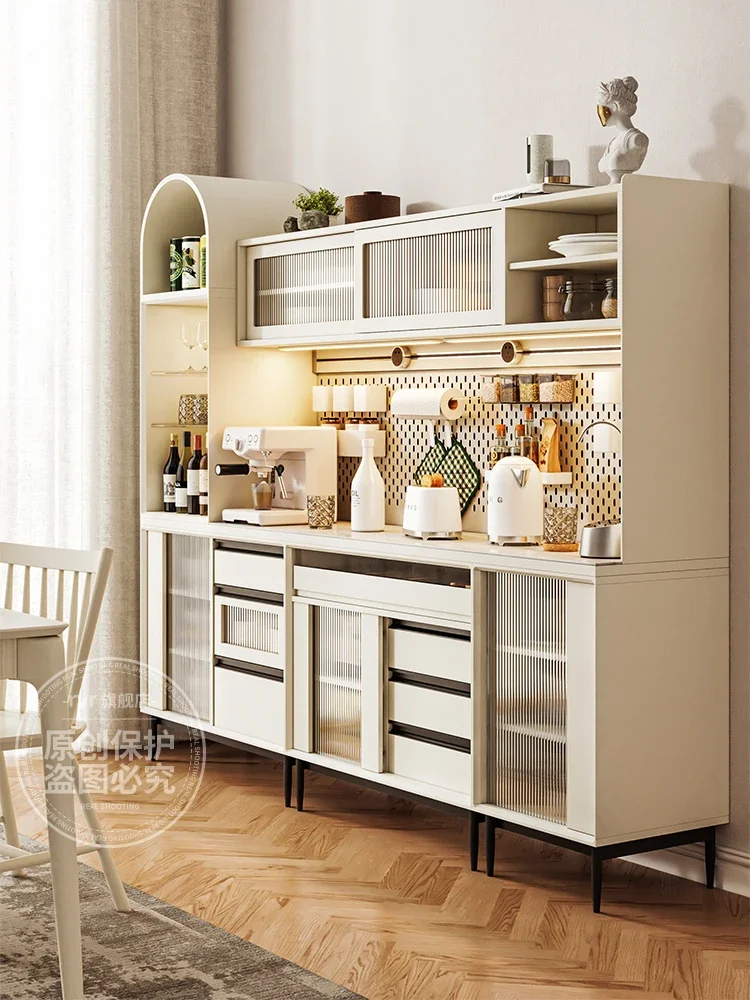 RVR module combination solid wood dining side cabinet paint cream wind, integrated wall locker tea cabinet storage cabinet