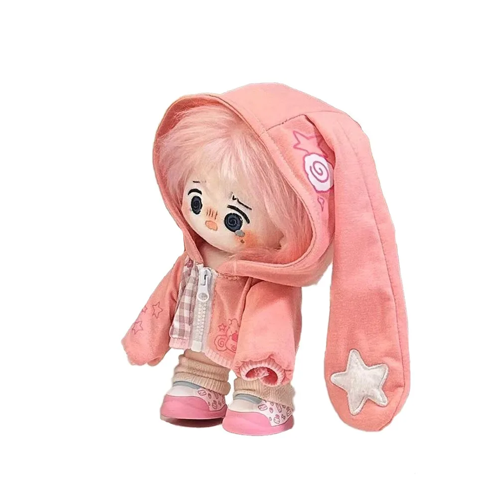 New 20cm Clothes Cartoon Rabbit Ear Accessories Rabbit Ear Coat Pink Grey Photo Props Replacement Outfit Cotton