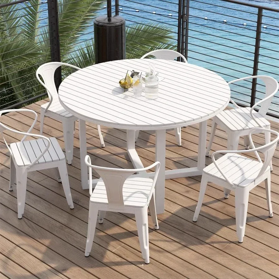 Bar leisure outdoor table and chair combination big stall outdoor white waterproof and sunscreen