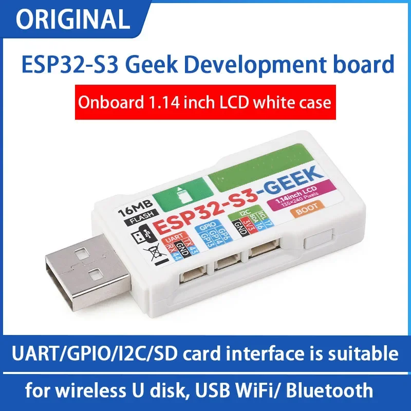 

ESP32-S3 Geek Development Board ESP32-S3R2 Chip 1.14-inch 65K Color LCD USB-A Male WiFi/Bluetooth