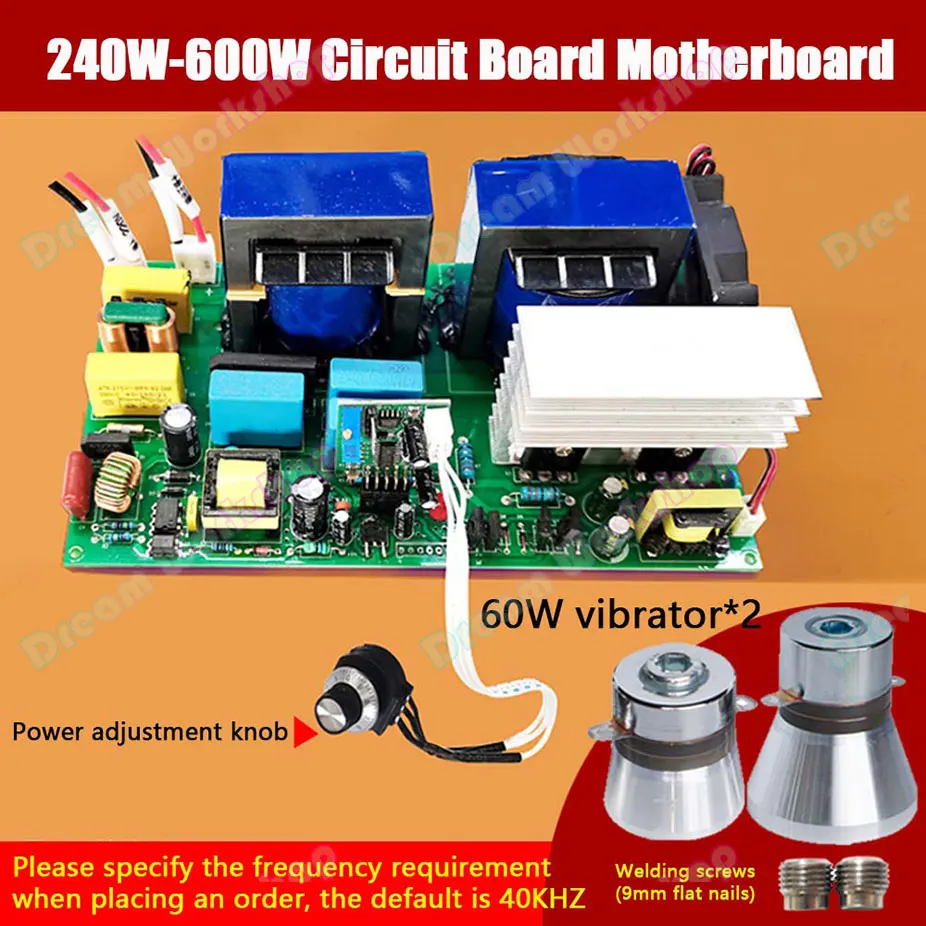 AC 220V 240W 360W 480W （600W Adjustable Power） Ultrasonic Generator Power Driver Board 28K 40K 60W Ultrasonic Vibrator