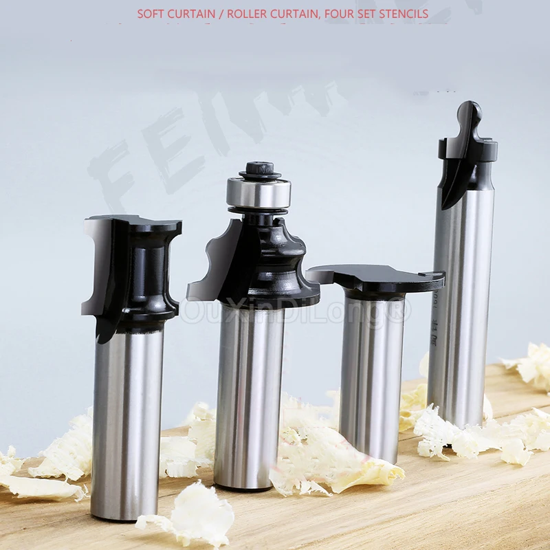 

4PCS Carpentry Bread Box Router Bit Set, Tambour Set With 1/2" Shank, for 1/2" Wood Thickness Woodworking Tools FG1261