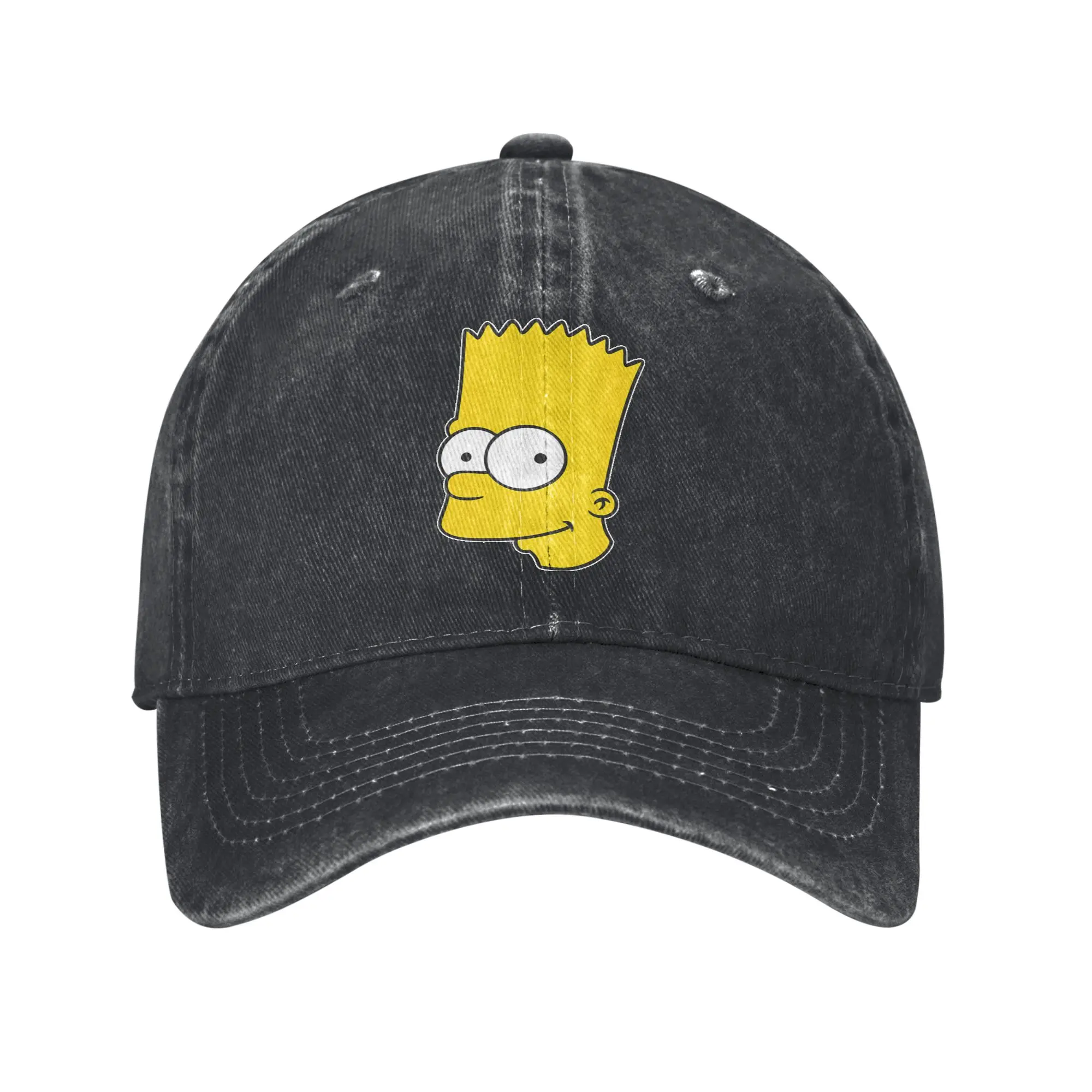 Vintage The Simpson Bart Big Face Baseball Cap Unisex Distressed Denim Sun Cap  Outdoor Workouts  Adjustable Fit Caps Hat