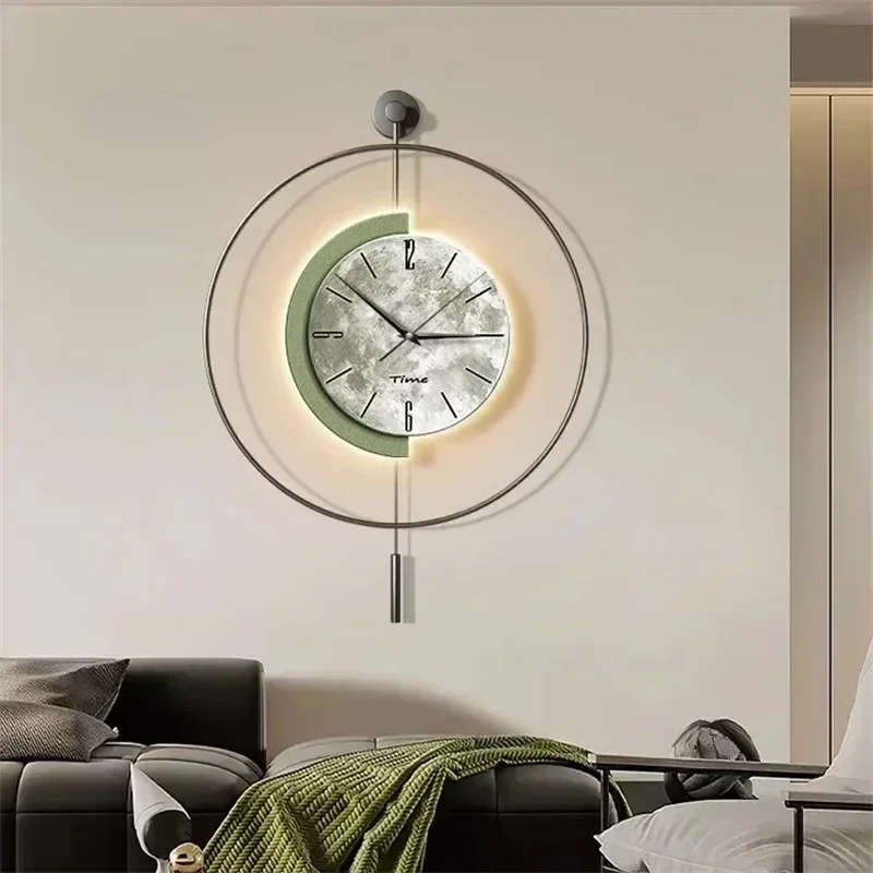 Personality Minimalist Art Silent Clock Nordic Iron Wall Clock Creative Wall Decoration Light Luxury Moon Wall Hanging Crafts W