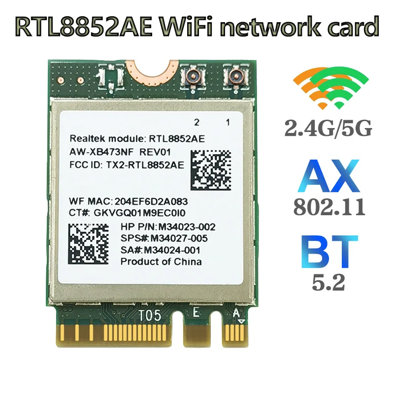 Used Realtek module RTL8852AE Wi-Fi 6 Combo Card 802.11ax M.2 5G wifi wireless wlan card bluetooth 5.2 For Win 10 11