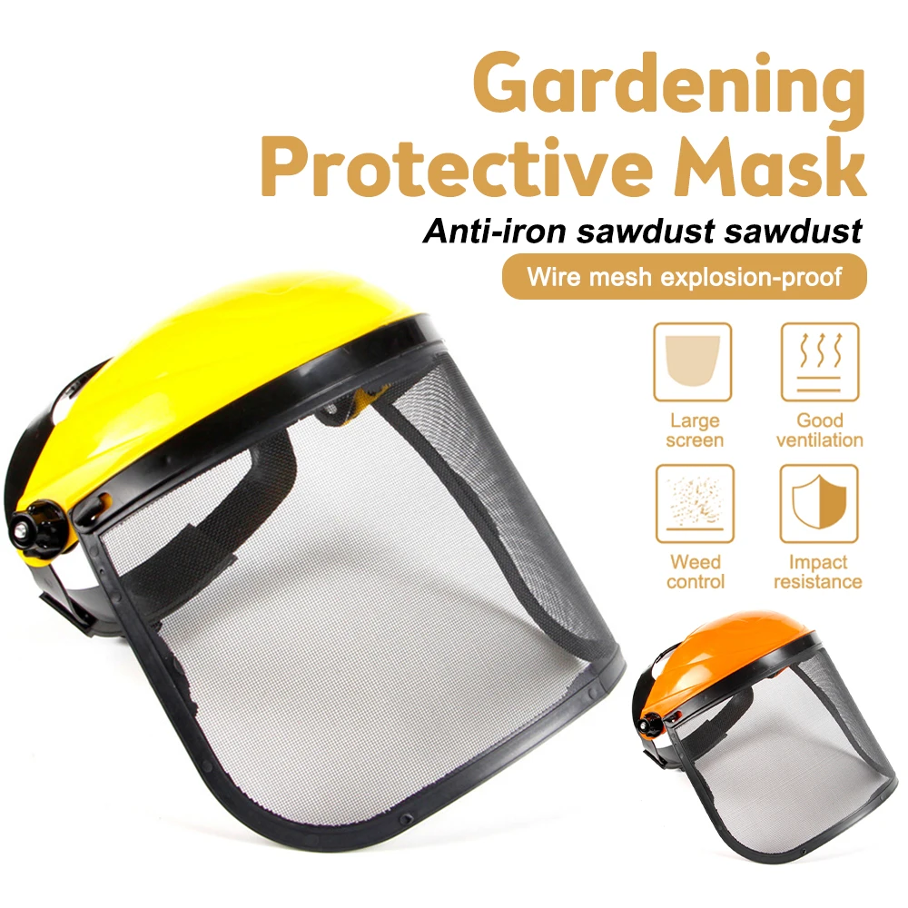 Garden Grass Trimmer Safety Helmet Hat With Full Face Mesh Visor Protection Mower Protective Mask