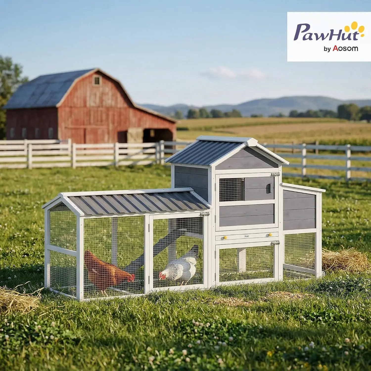 Mobile Chicken Coop with Run & Wheels for 2-3 Hens 80