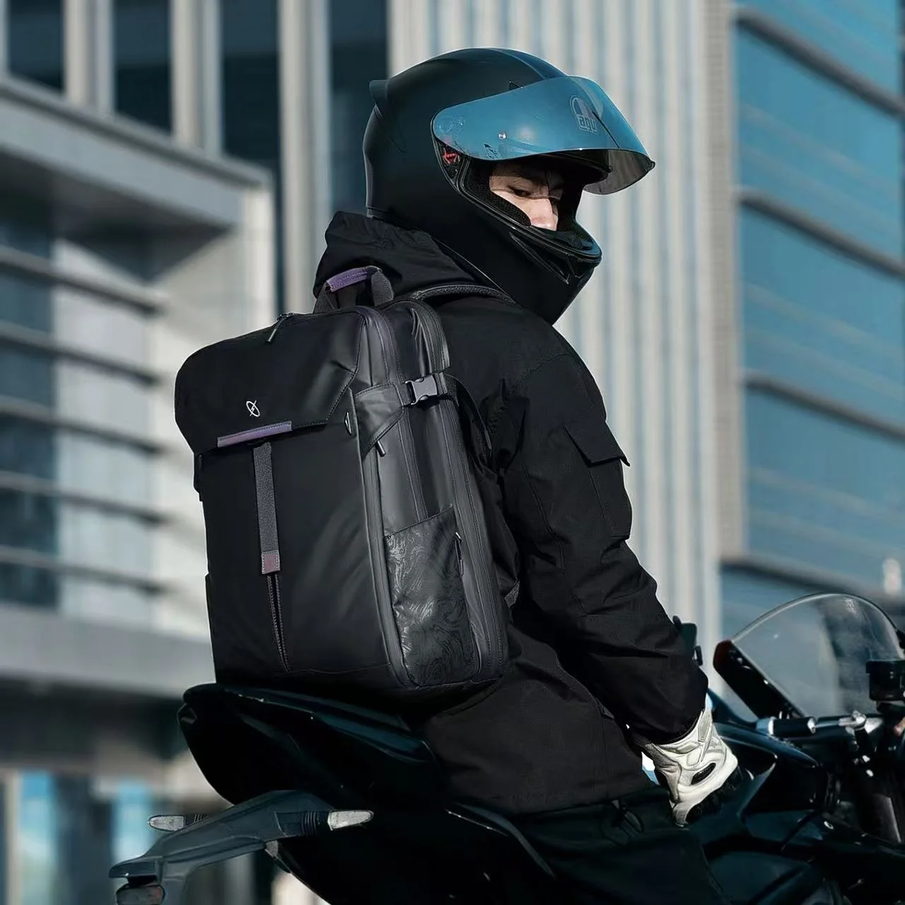 Men's Fashionable Travel Backpack with Reflective Strips, Trendy and Functional, Large Capacity, Motorcycle Computer Backpack