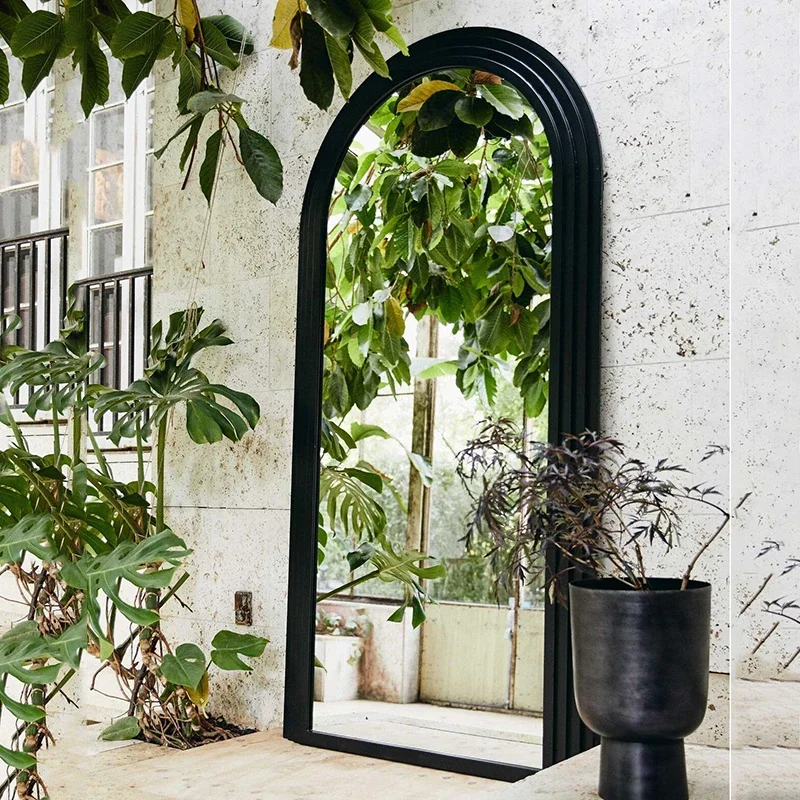 Cosmetics Portable Mirror Funky Big Luxury Long Wavy Modern Standing Mirror Full Body Aesthetic Spiegels Living Room Decorations