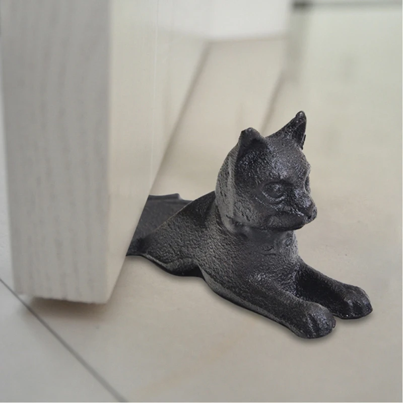 

Cast Iron Cat Door Stop Vintage Decor Design Stooper Floor Stopper Decorate Windproof