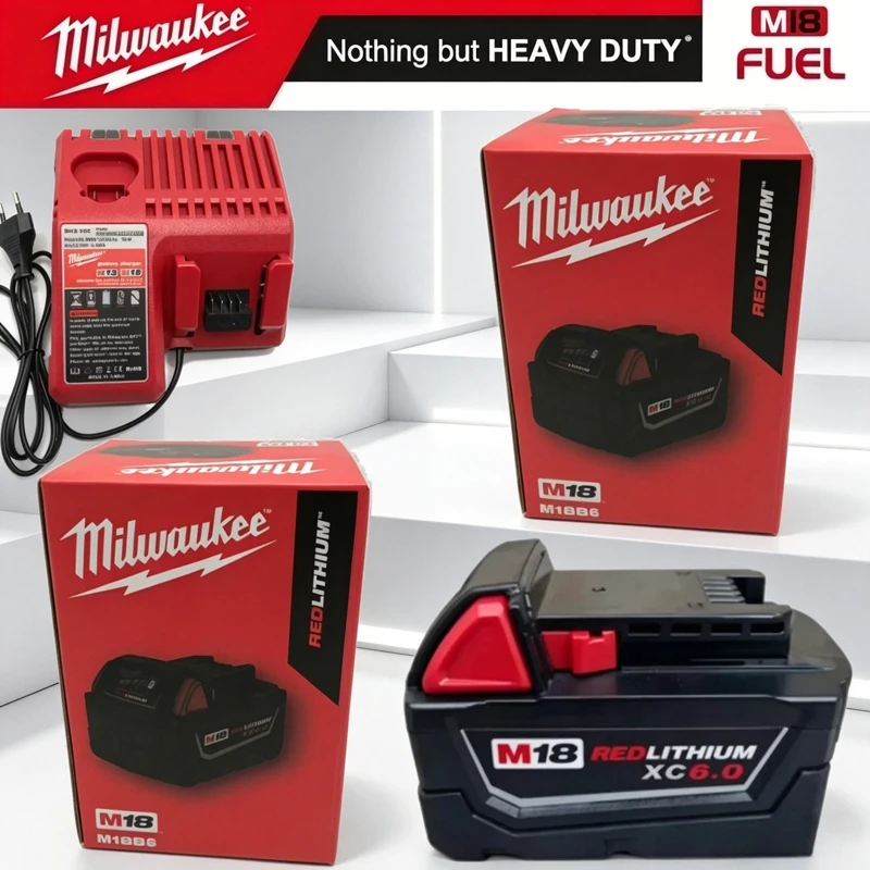 

Genuine High-Quality Milwaukee M18 M18B6 XC6.0 Lithium Ion Battery, 100% Original Compatibility Milwaukee M18 Cordless Tools