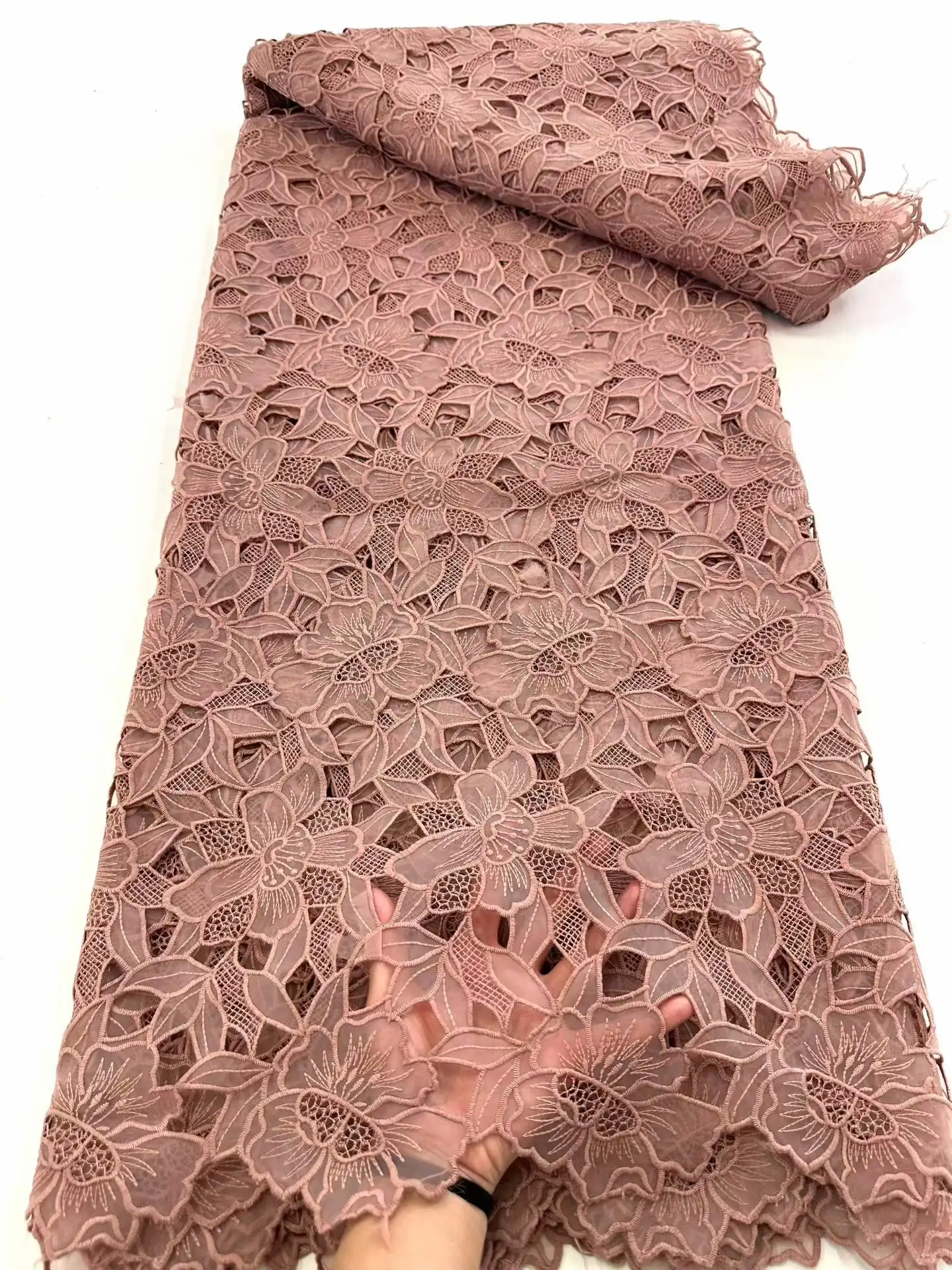 

Guipure Cord Lace Fabric African Water Soluble Embroidery 2026 High Quality Dubai For Women's Banquet Party Dress