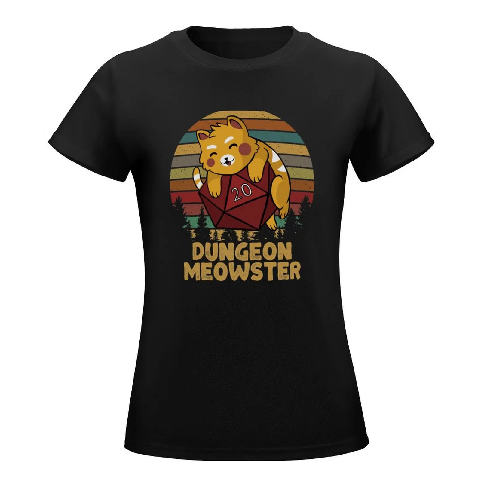 Dungeon Meowster Funny DnD Tabletop Gamer Cat D20 T-Shirt korean fashion summer clothes oversized female t shirts for Womens