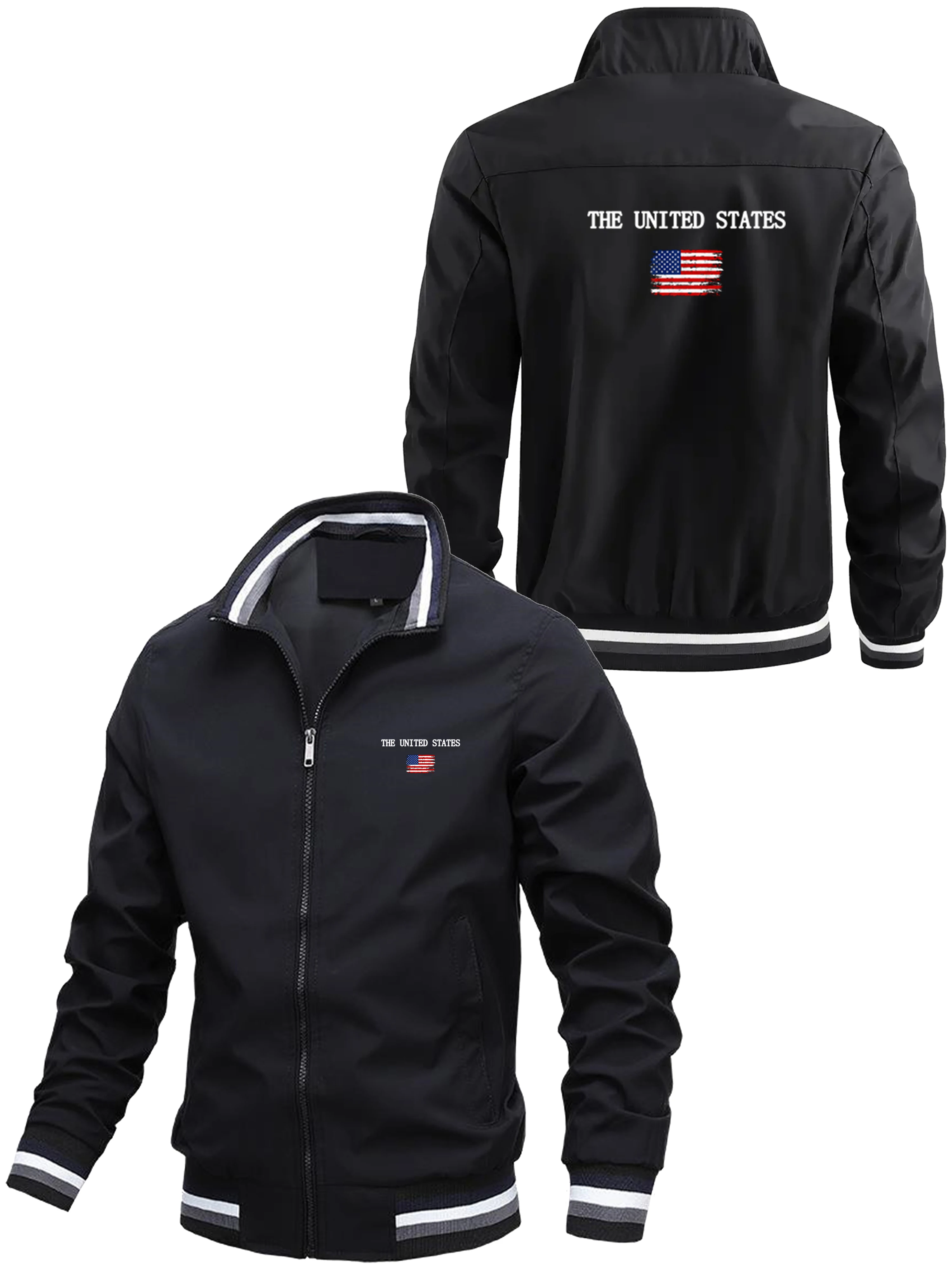 سترة رجالية كاجوال وعصرية مطبوعة بسحاب فضفاض، مناسبة للرياضات اليومية والاستخدام الخارجي في الربيع والخريف #6