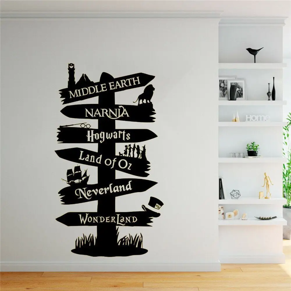 Wall Decal Vinyl Sticker Storybook Signpost Fandom Narnia Typography Door Murals