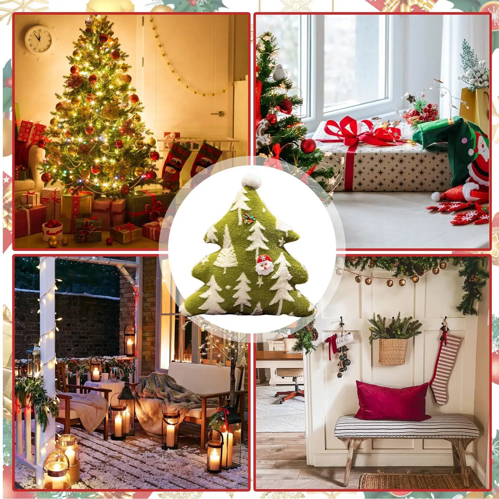 

Plush Pillow Stuffed Christmas Decor Christmas Tree Decorative Pillow Soft Cushion Boho Decoration for Bedroom Living Room Sofa